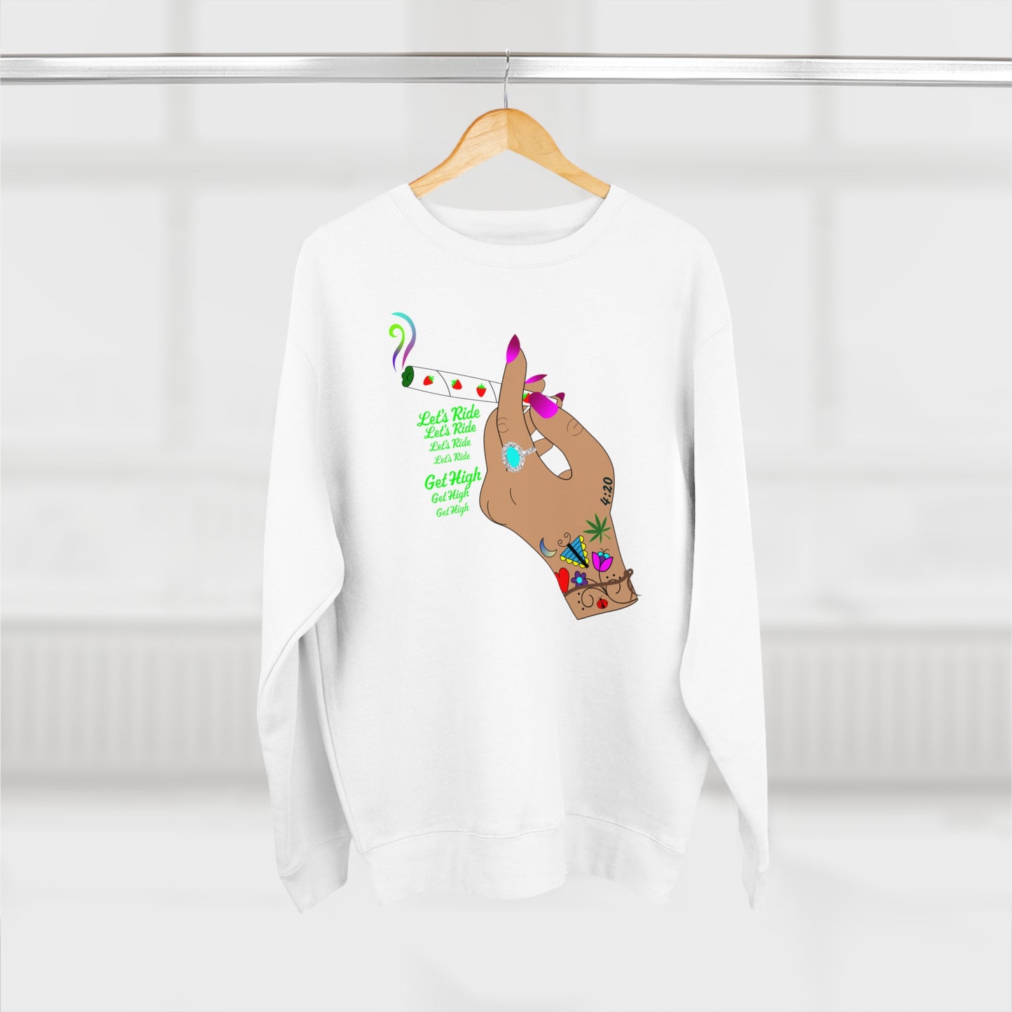 Let's Ride, Get High Premium Crewneck Sweatshirt