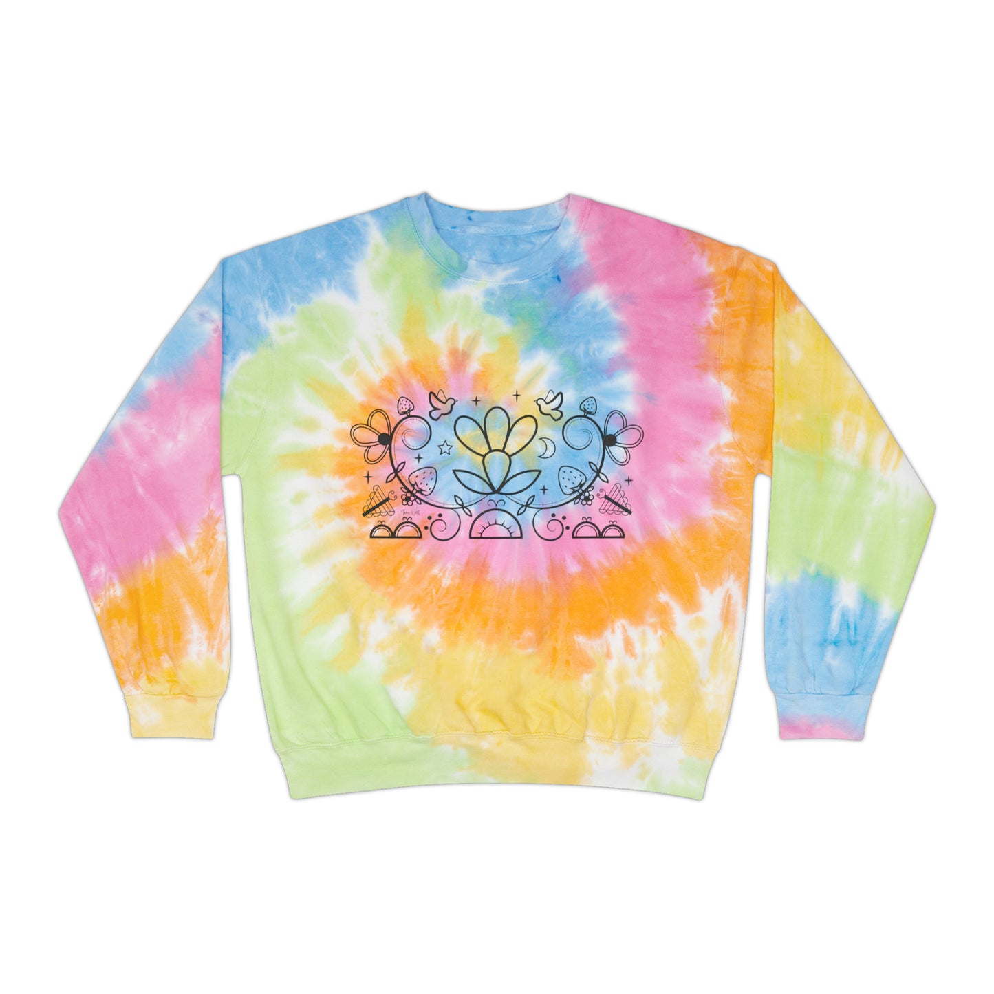 Floral Design Unisex Tie-Dye Sweatshirt