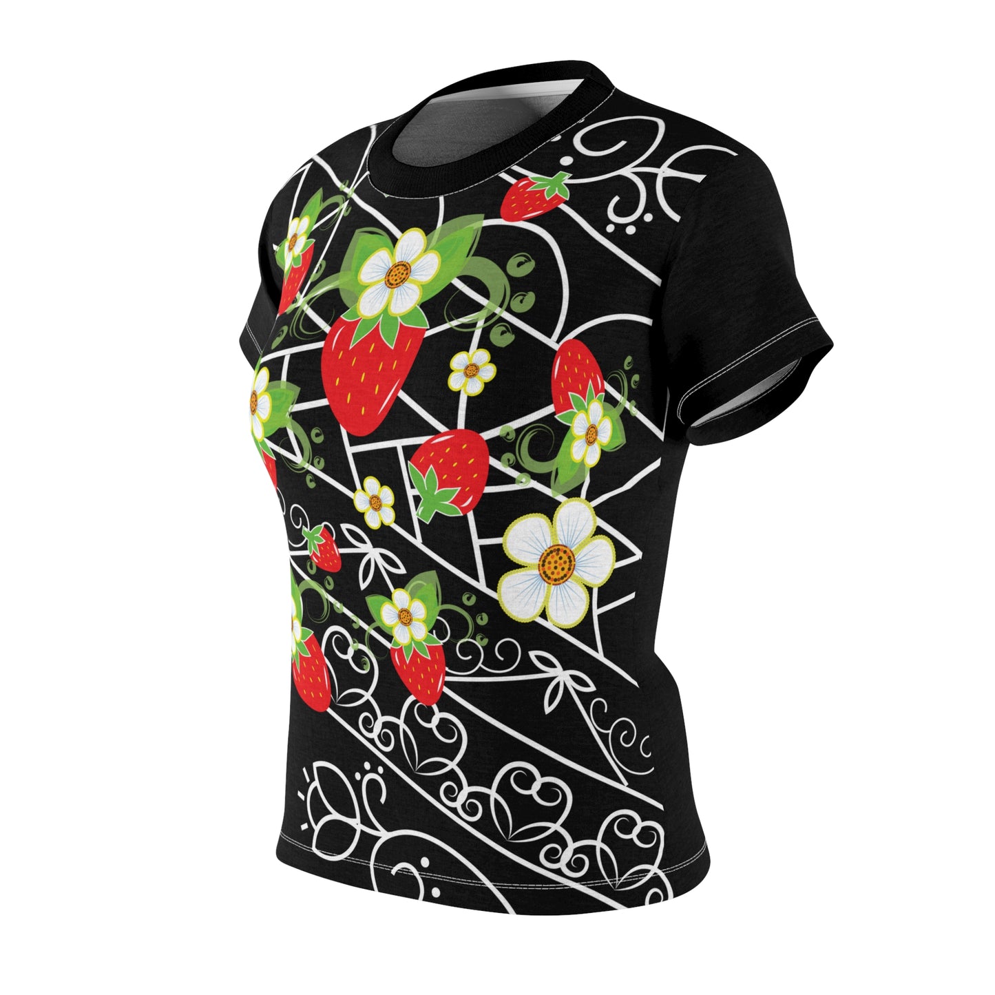 Strawberry Print Women's Cut & Sew Tee (AOP)