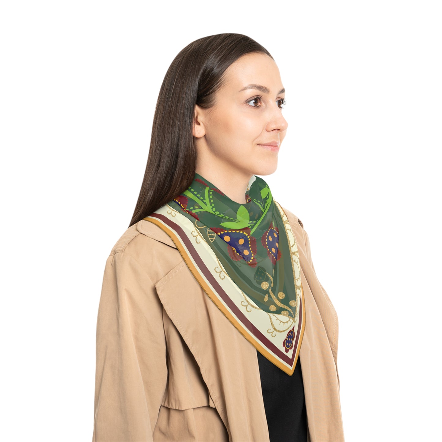 Beaded Pillow Poly Scarf