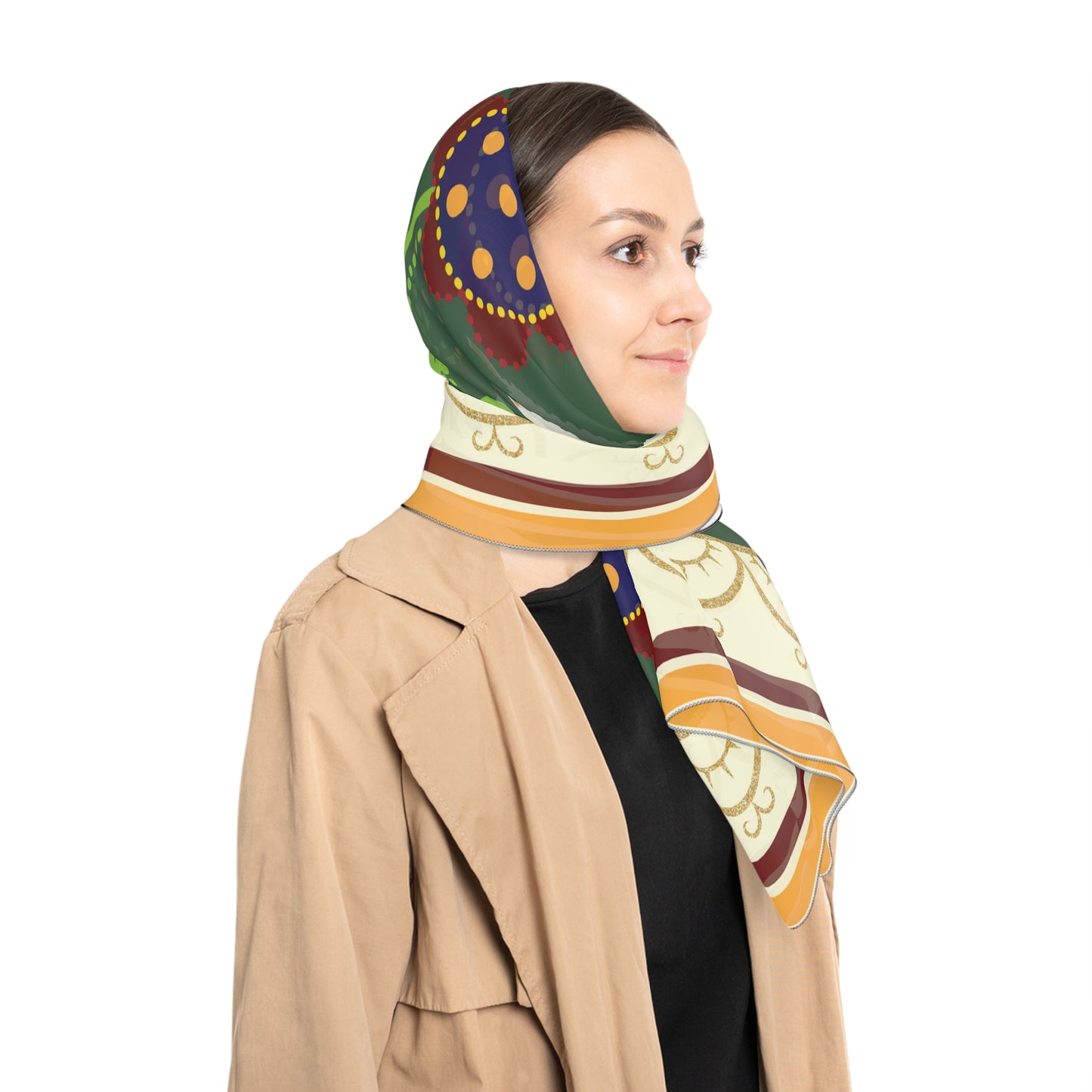 Beaded Pillow Poly Scarf