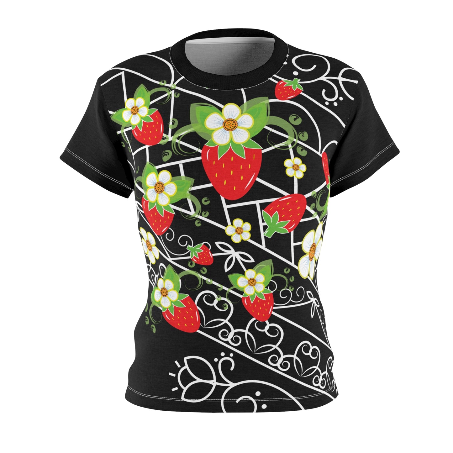 Strawberry Print Women's Cut & Sew Tee (AOP)