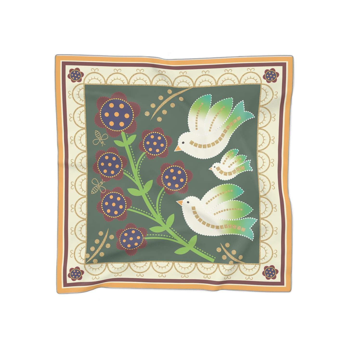 Beaded Pillow Poly Scarf