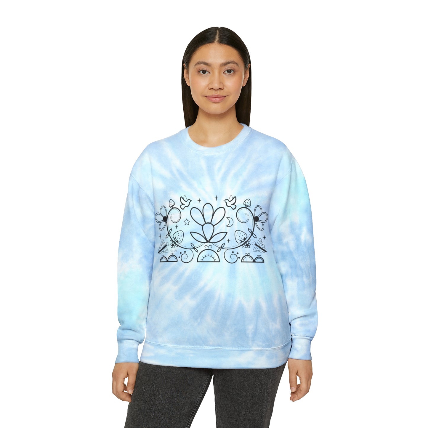 Floral Design Unisex Tie-Dye Sweatshirt