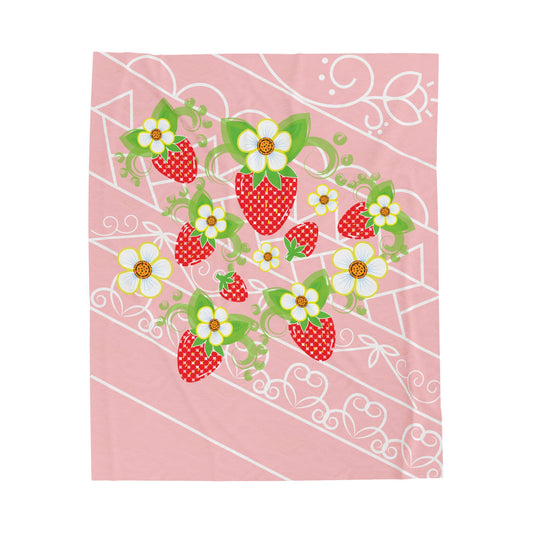 Strawberry Velveteen Plush Blanket
