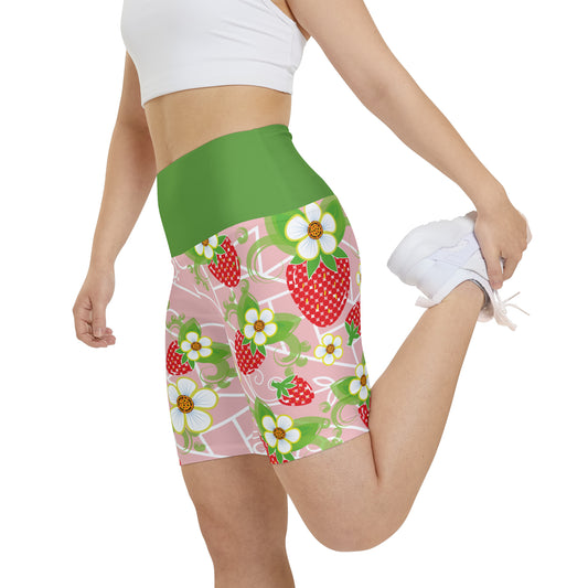 Strawberry Print Women's Workout Shorts (AOP)