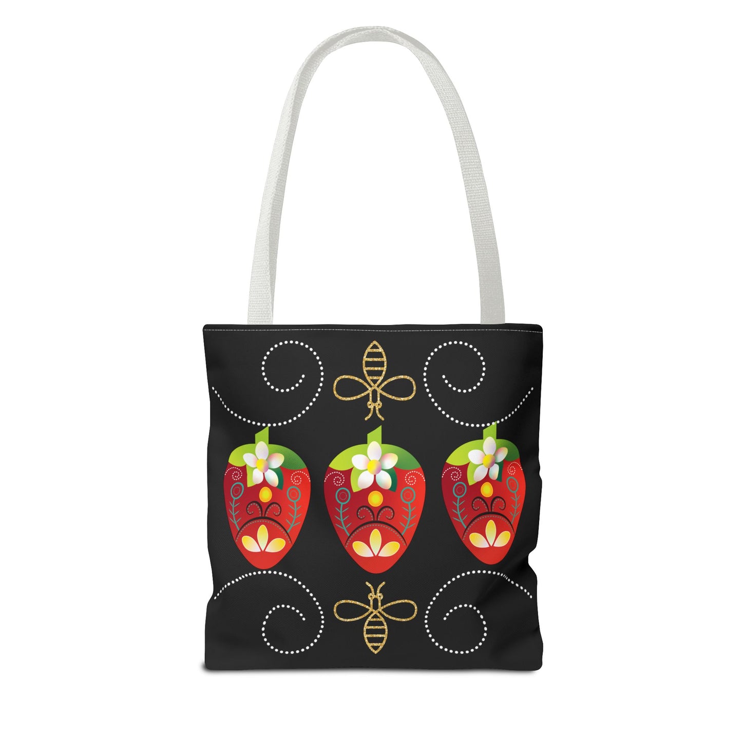 Strawberry Delight Tote Bag, AOP Print, Eco-Friendly Canvas, Grocery Shopping Bag, Floral Handbag, Summer Accessory, Gift for Friends