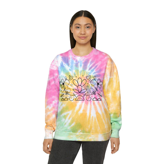 Floral Design Unisex Tie-Dye Sweatshirt