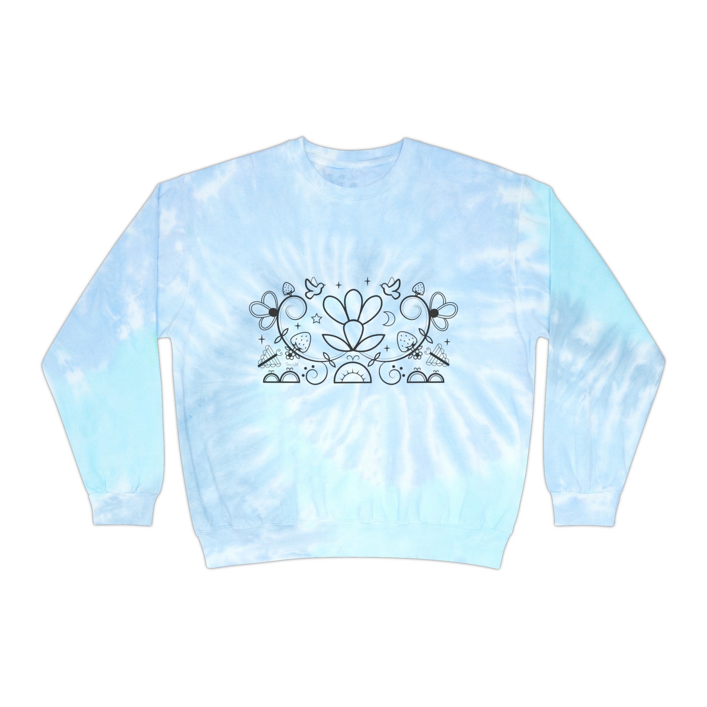 Floral Design Unisex Tie-Dye Sweatshirt