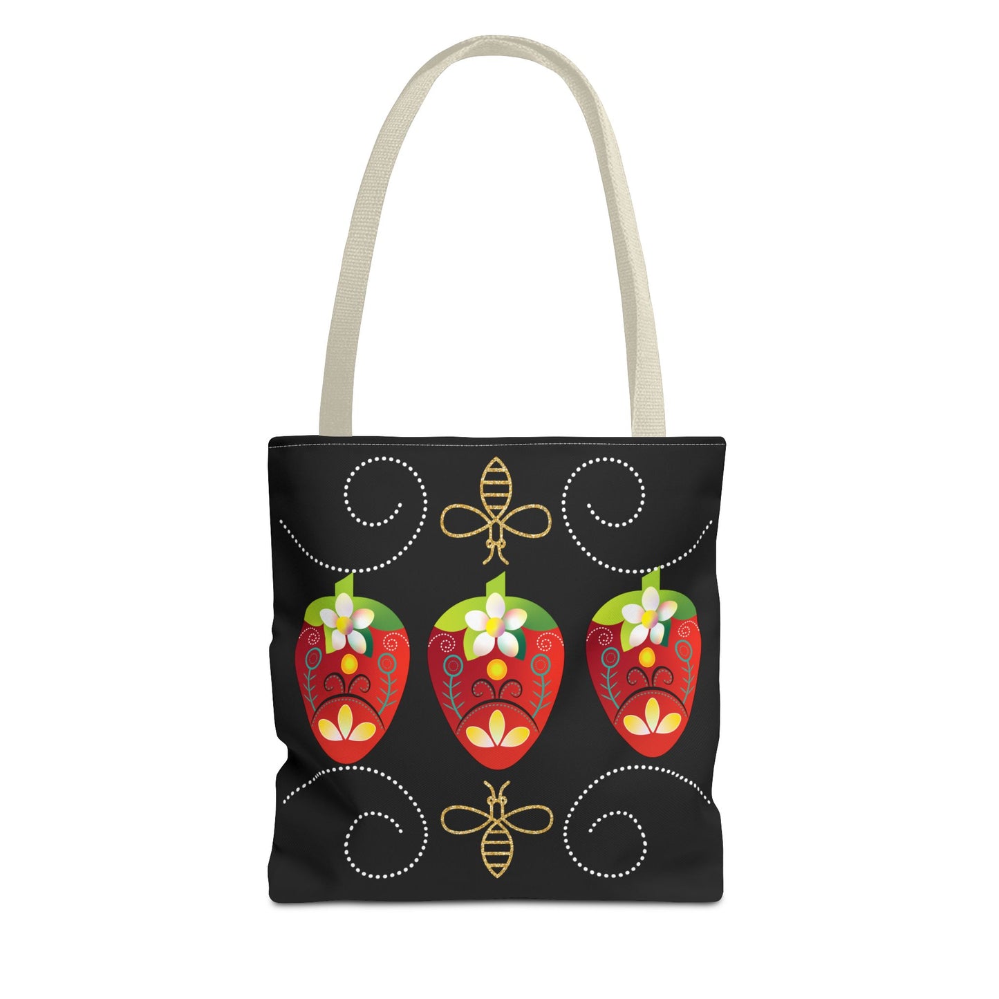 Strawberry Delight Tote Bag, AOP Print, Eco-Friendly Canvas, Grocery Shopping Bag, Floral Handbag, Summer Accessory, Gift for Friends
