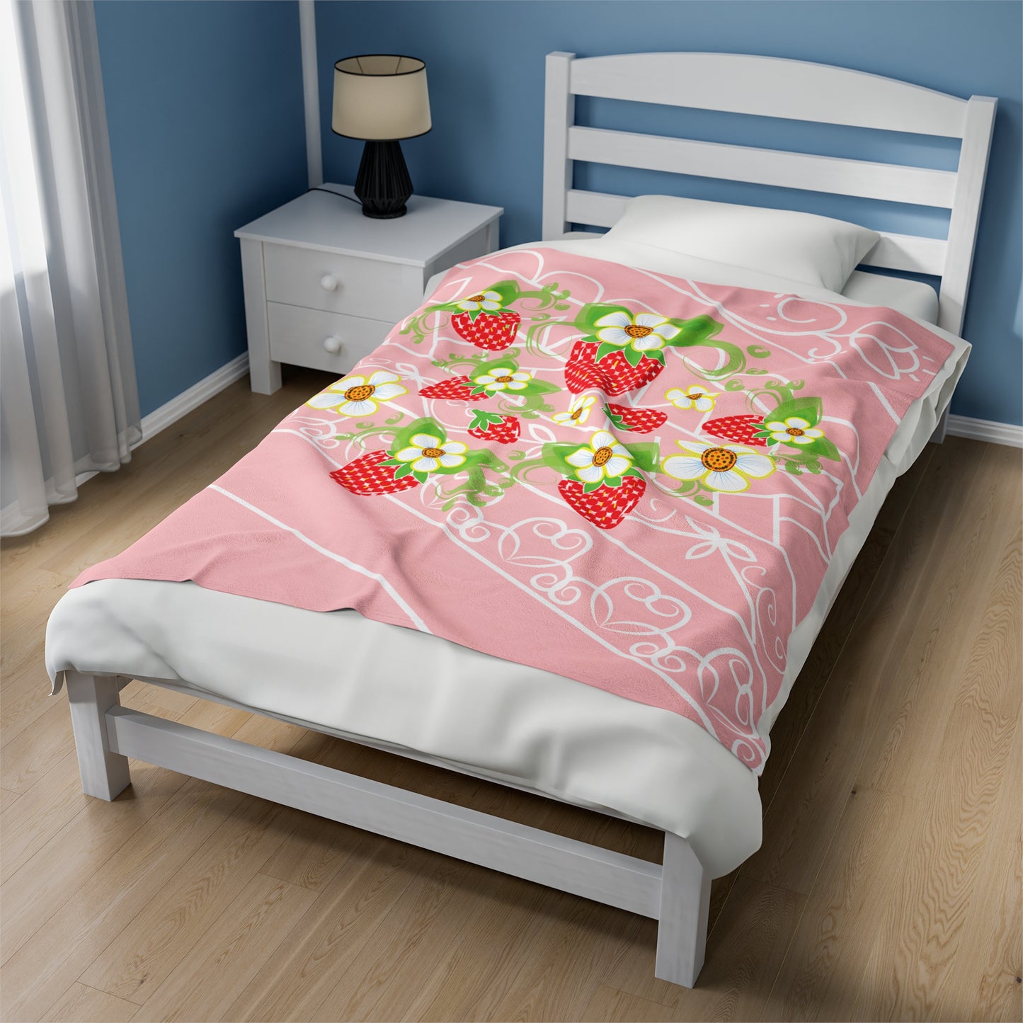 Strawberry Velveteen Plush Blanket