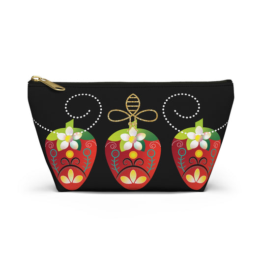 Colorful Strawberry Accessory Pouch, Fun Cosmetic Bag, Cute Travel Organizer, Floral Pencil Case, Unique Gift for Spring