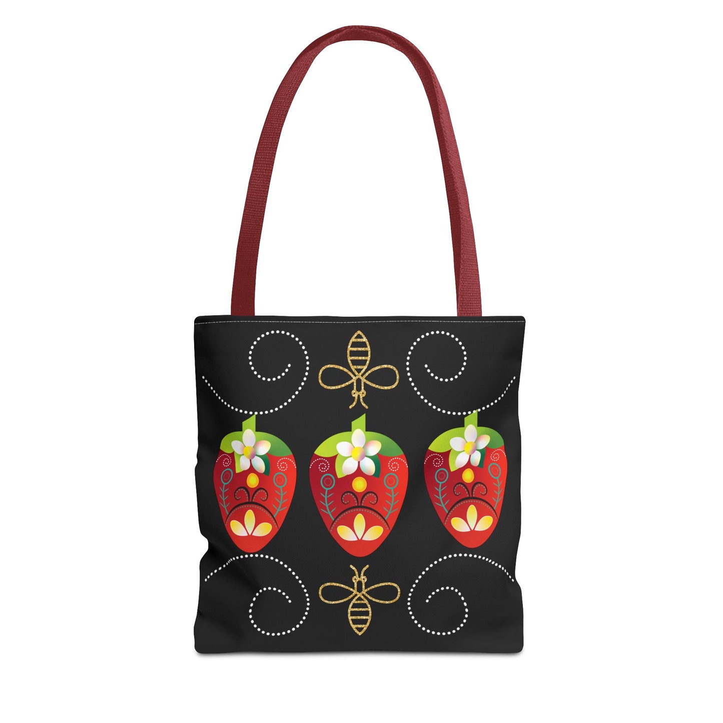 Strawberry Delight Tote Bag, AOP Print, Eco-Friendly Canvas, Grocery Shopping Bag, Floral Handbag, Summer Accessory, Gift for Friends