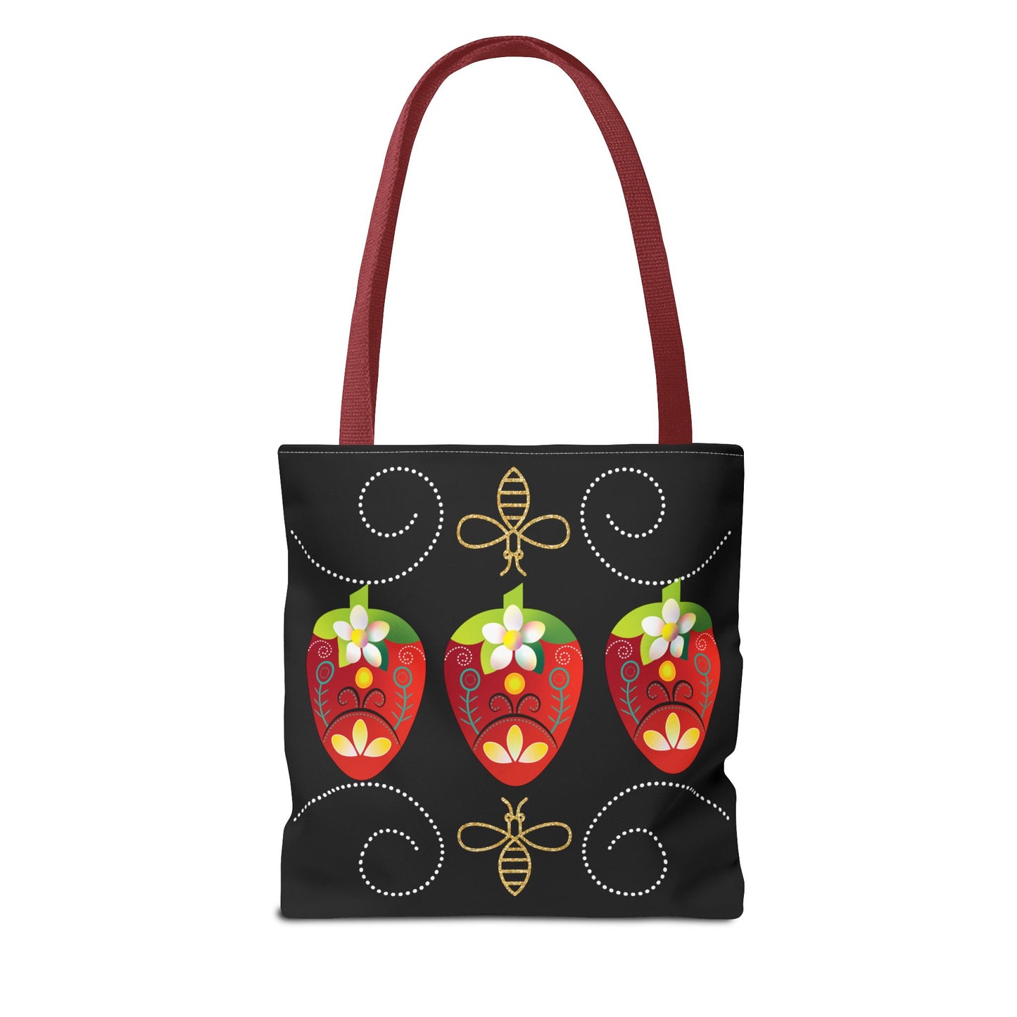 Strawberry Delight Tote Bag, AOP Print, Eco-Friendly Canvas, Grocery Shopping Bag, Floral Handbag, Summer Accessory, Gift for Friends