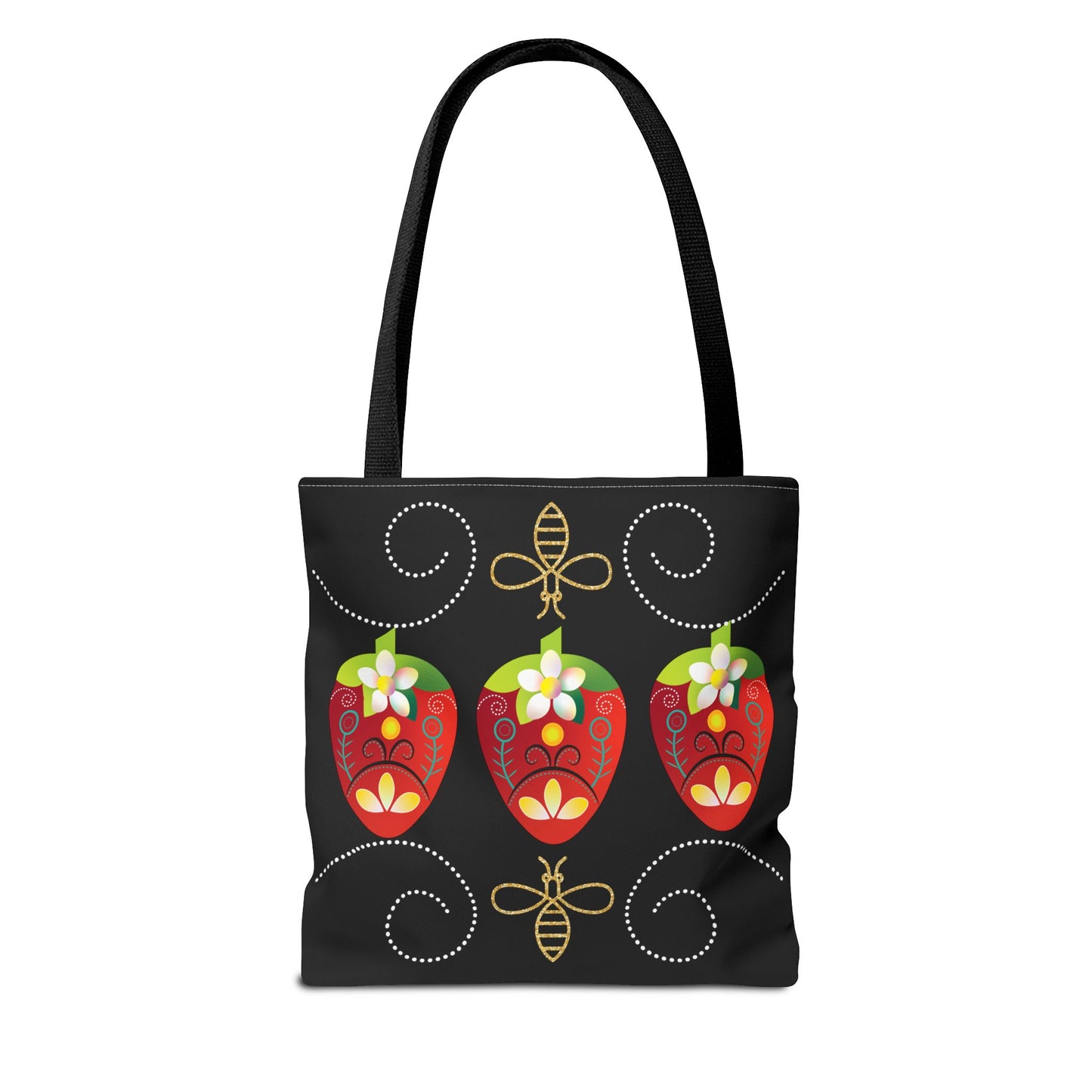 Strawberry Delight Tote Bag, AOP Print, Eco-Friendly Canvas, Grocery Shopping Bag, Floral Handbag, Summer Accessory, Gift for Friends